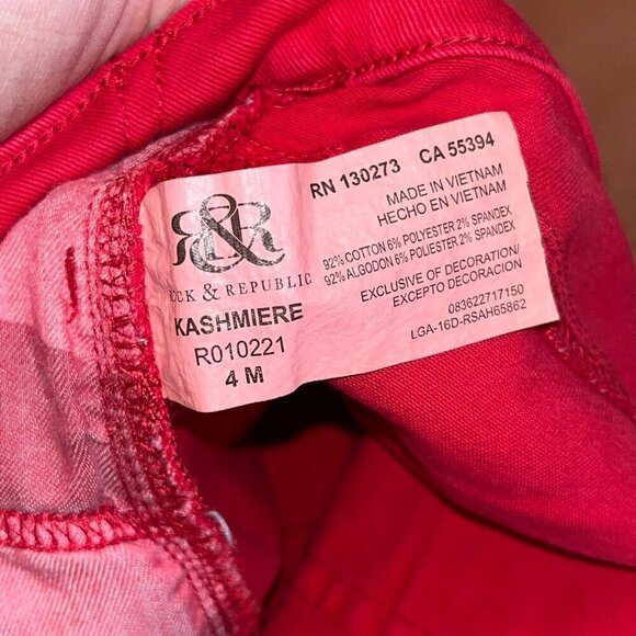 Rock & Republic Womens Red Skinny Jeans With Zipper Pockets Size 4 - Picture 10 of 12